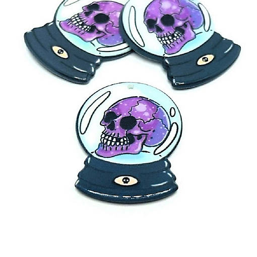 20 Pcs Snow Globe with Skull Charms