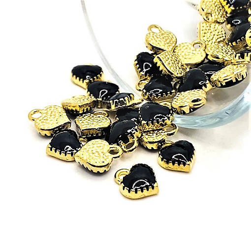 20 Pcs Tiny Black Heart Charms