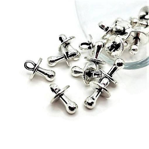 20 Pcs Tiny Silver Pacifier 3D Charms