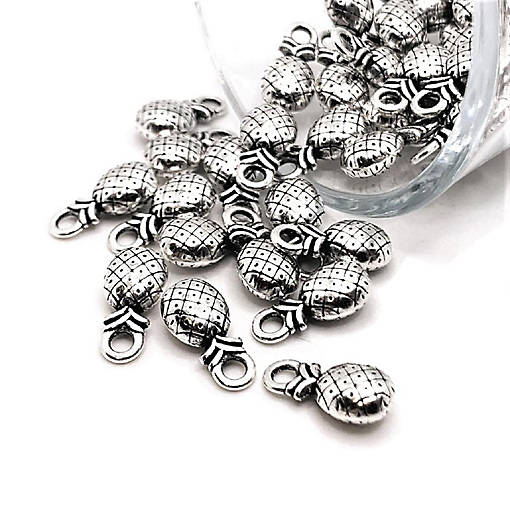 20 Pcs Tiny Silver Pineapple Charms