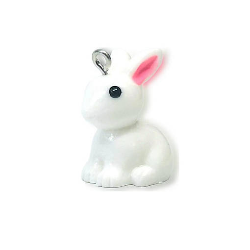20 Pcs White 3D Rabbit Charm