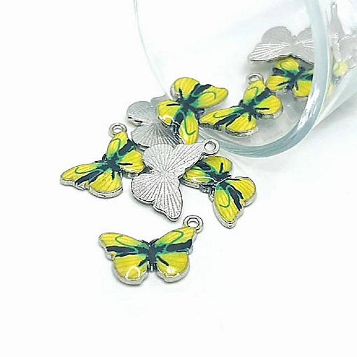 20 Pcs Yellow Butterfly Charms