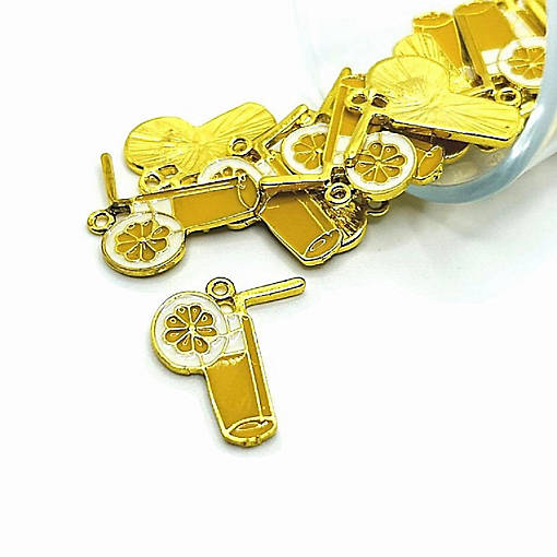 20 Pcs Yellow Enamel Lemonade Charms