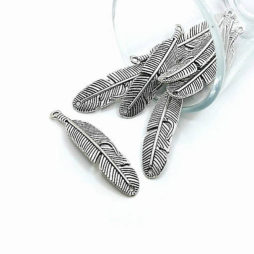 20 Silver Feather Connector Charms