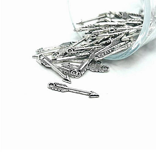 20 Small Silver Arrow Charms