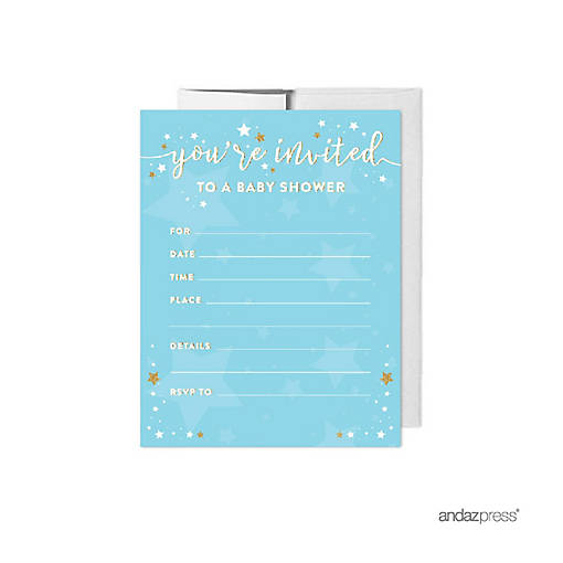 20 Twinkle Little Star Blue Invitations