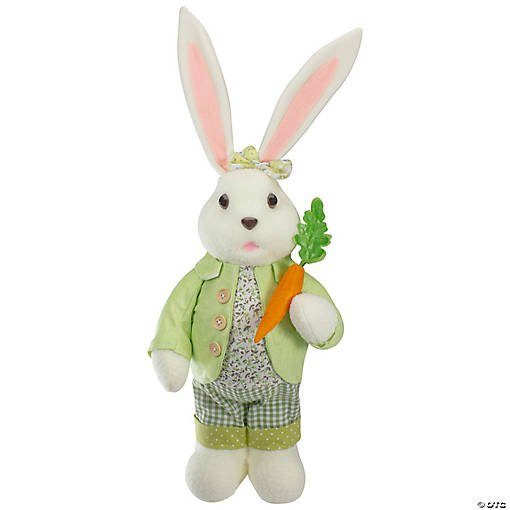 20" White and Green Standing Rabbit Easter Figure