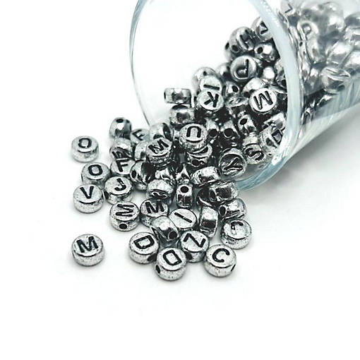 200 Pcs Silver Letter Beads