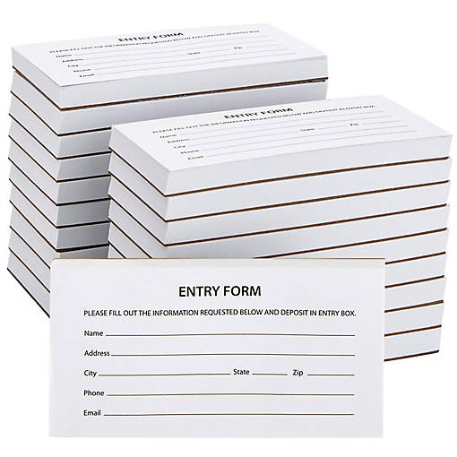 2000 Raffle Ticket Sheets, Blank Entry Forms for Contests, School Events, White, 20 Pads