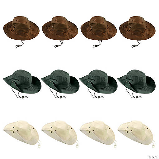 21" Circ. Polyester Side-Snap Outback Hats with Chin Strap - 12 Pc.