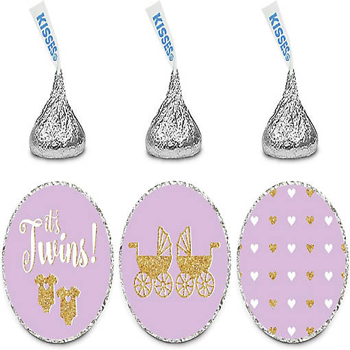 216 Chocolate Drop Labels Lavender Twins