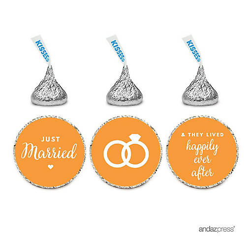 216 Just Married Orange Chocolate Labels