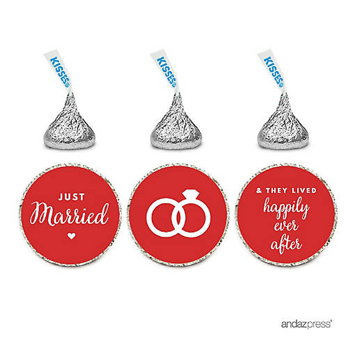216K Just Married Red Chocolate Labels