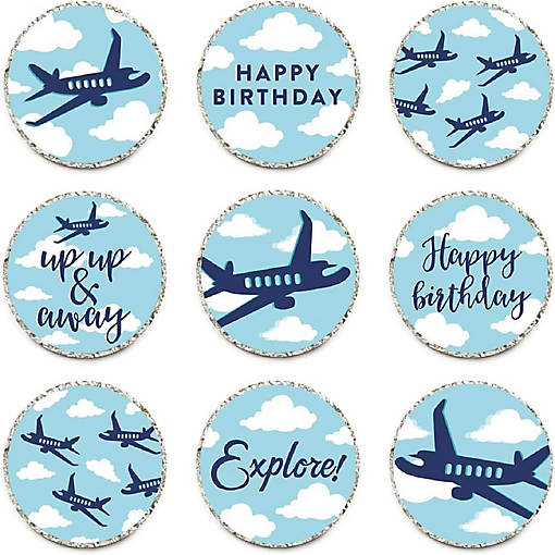 216Pcs Blue Airplane/Clouds Birthday