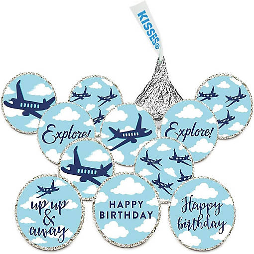 216Pcs Blue Airplane/Clouds Labels