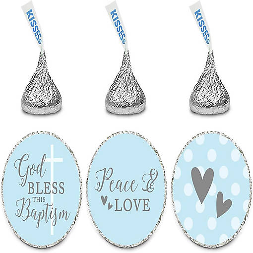 216Pcs Blue/Gray Boy Baptism Drop Label