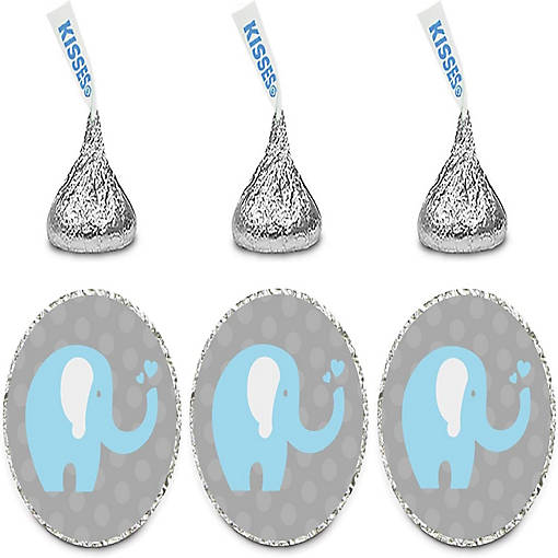 216PK Boy Elephant Chocolate Drop Labels