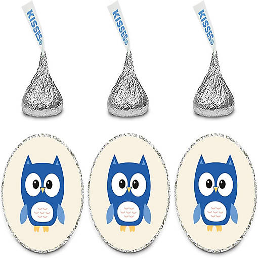 216PK Boy Owl Chocolate Drop Labels