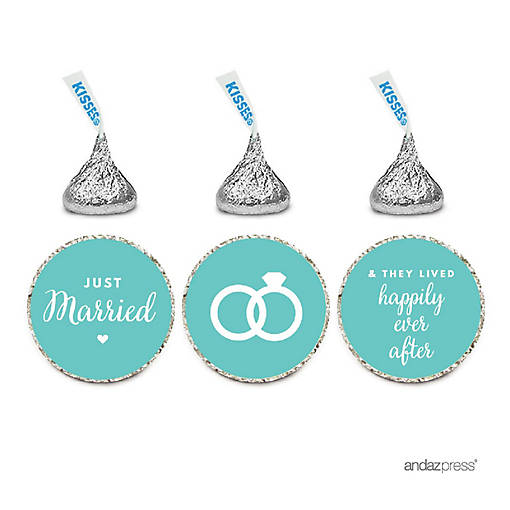 216PK Diamond Blue Just Married Labels