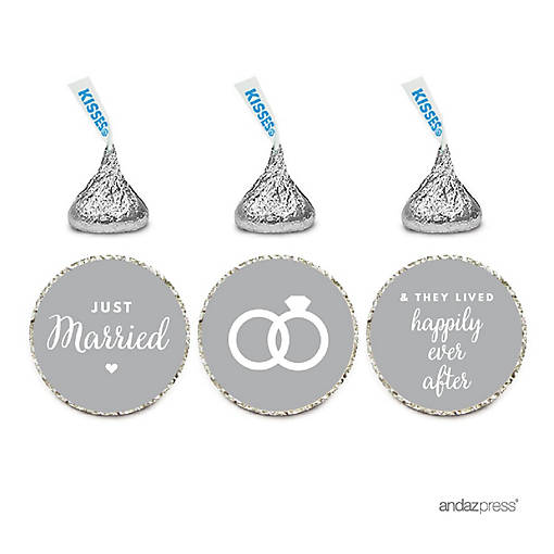 216PK Gray Just Married Chocolate Labels
