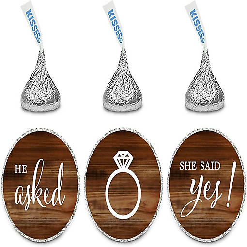 216PK Rustic Wood She Said Yes Labels
