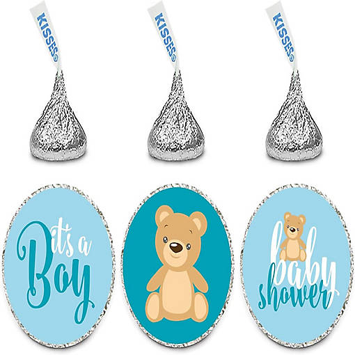 216PK Teddy Bear Blue Chocolate Labels