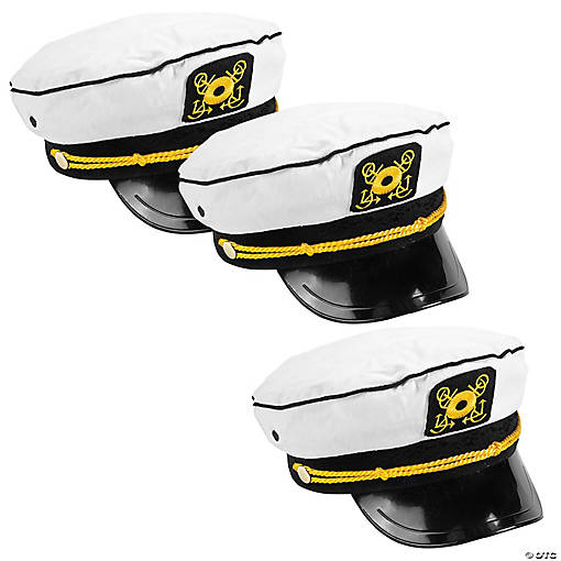 22" circ. Bulk 12 Pc. White Polyester Captain&amp;#8217;s Hats