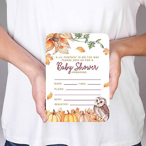 24 Fall A Lil Pumpkin' is On Invitations
