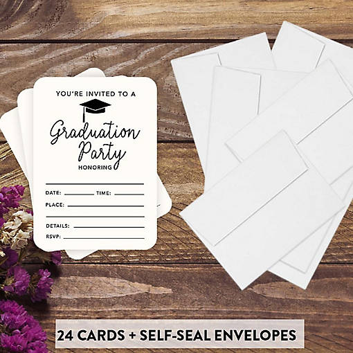 24 Graduation Invitations Ivory