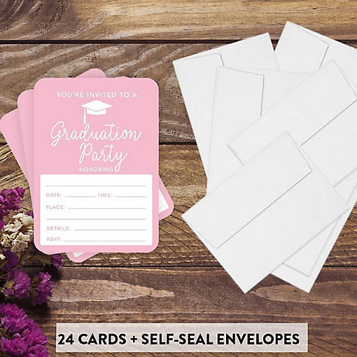 24 Graduation Invitations Pink