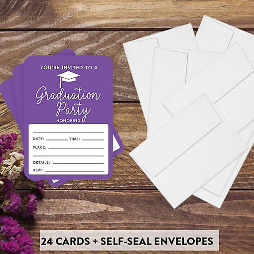 24 Graduation Invitations Purple