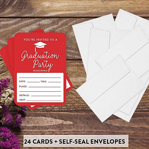 24 Graduation Invitations Red