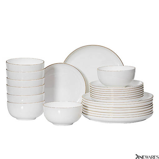 24-Pc White Bone China Dinnerware Set