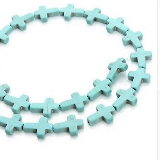 24 Pcs Turquoise Howlite Cross Beads