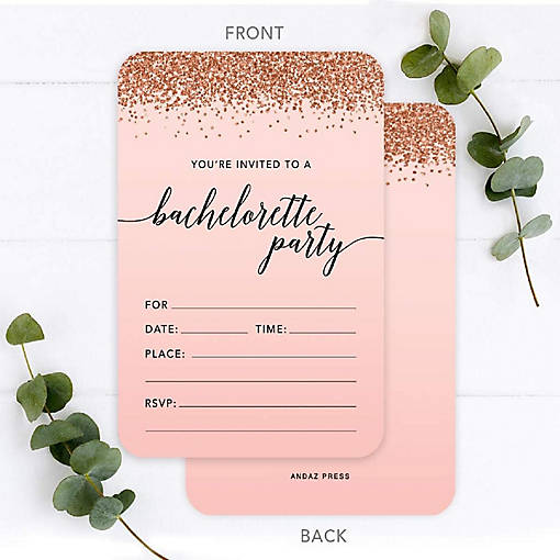 24 Rose Gold Invitations Bachelorette