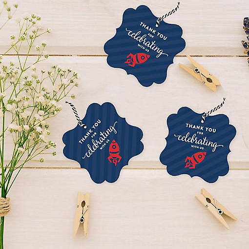 24PK Auto Rocket Ship Birthday Gift Tags