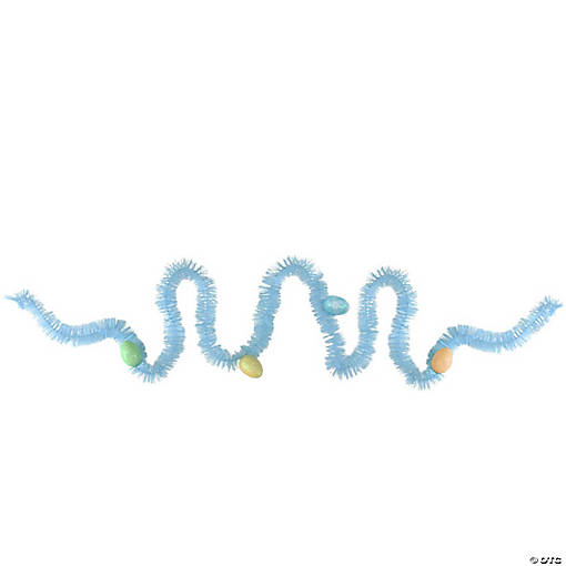 25' Blue Spring Tinsel Garland with Easter Eggs - Unlit