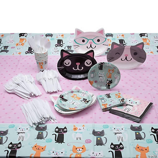 267 Pc. Cat Party Tableware Kit for 8 Guests