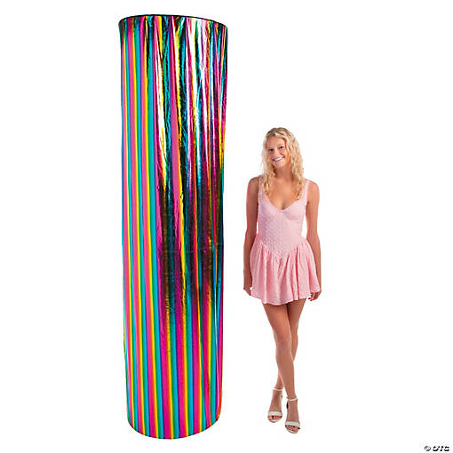 27" x 100" Rainbow Striped Polyester Fabric Column Slip