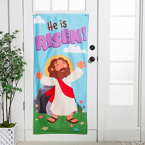 27" x 60" Religious Easter He is Risen Polyester Door Banner