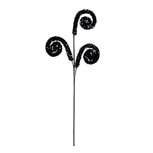 29" Glitter Scroll Curly Spray: Black