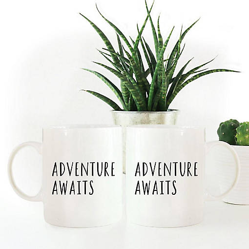 2PK Adventure Awaits Ceramic Coffee Mugs