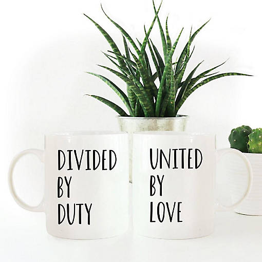 2PK Divided By Duty Ceramic Coffee Mugs