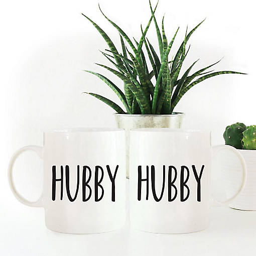 2PK Hubby &amp; Hubby Ceramic Coffee Mug Set