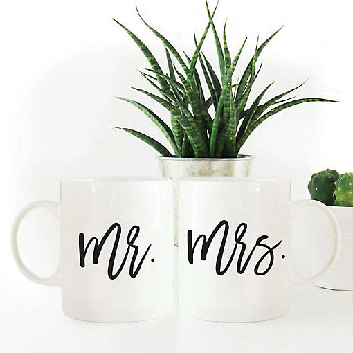 2PK Mr. &amp; Mrs. Script Coffee Mug Set
