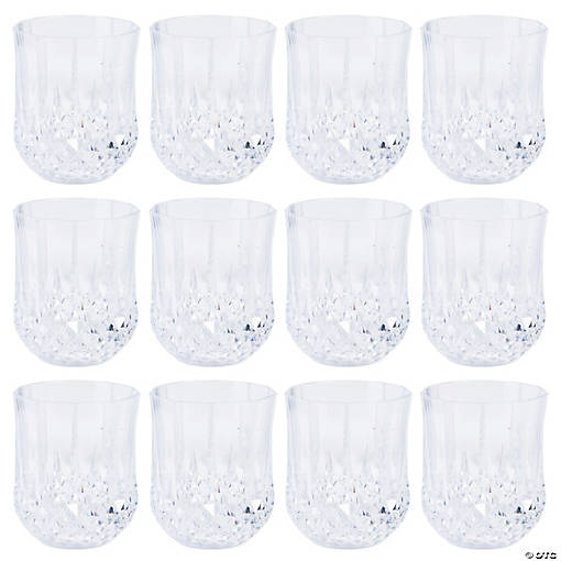 3 1/2" 8 oz. Clear Stemless Patterned Plastic Wine Glasses &amp;#8211; 12 Pc.