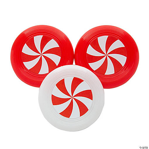 3 1/2" Bulk 72 Pc. Mini Peppermint-Patterned Plastic Flying Discs	