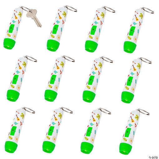3 1/2" Camp-Themed Plastic Flashlight Keychains - 12 Pc.