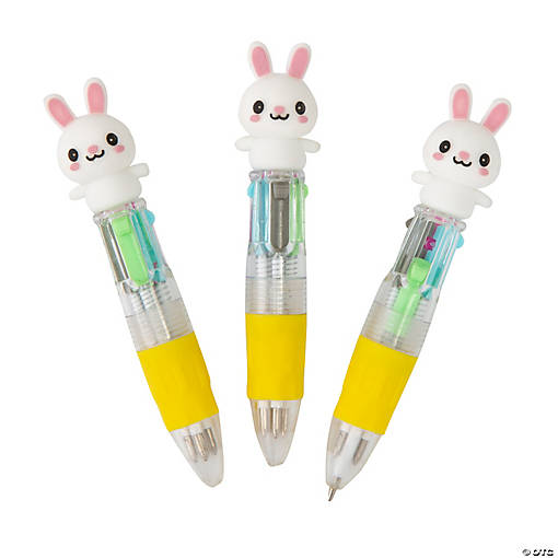 3 1/2" Micro Easter Bunny Plastic Shuttle Pens - 12 Pc.