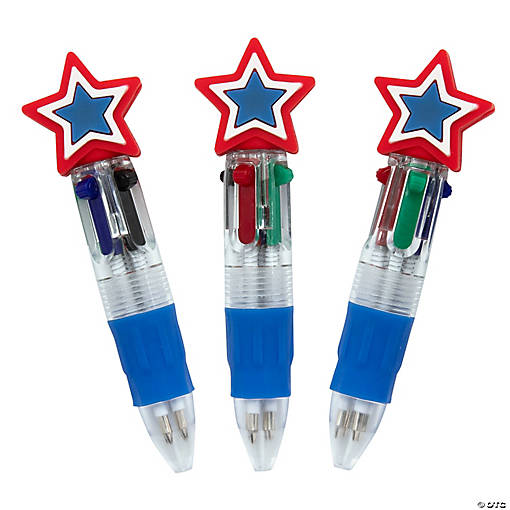 3 1/2" Micro Patriotic Plastic Shuttle Pens - 12 Pc.